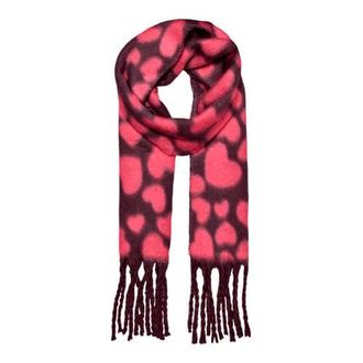 Only sjaal ONLCARVA met hartjes bordeauxrood