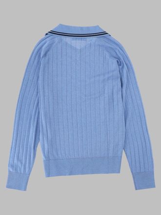 Wales Bonner Ribbed V-Neck Polo - Blue