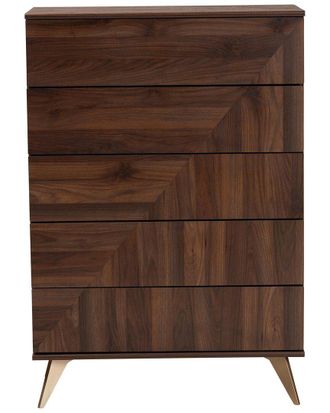 Baxton Studio Dnu Unprofitable Baxton Studio Graceland Mid-Century Modern Transitional 5-Drawer Storage Chest