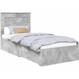 vidaXL Bed Frame with Drawer Concrete Grey 90 x 190 cm Engineered Wood vidaXL