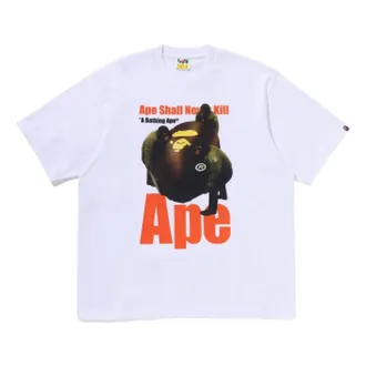 A Bathing Ape Ape Head Photo Print Relaxed Fit T-Shirt White 0ZXTEM330101RWHX