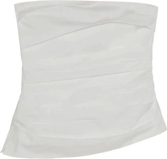SIMKHAI Emerson Ruched Bustier Top - Dames - Tops zonder mouwen - Wit - S - Katoen - Tops