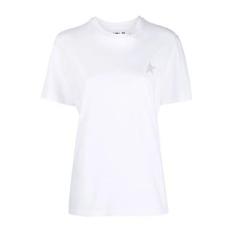 Golden Goose T-shirt met sterlogo-print - Dames - T-shirts - Wit - M - Katoen - Tops
