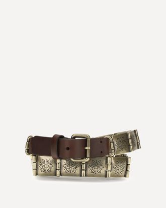 Etro Engraved metal and leather Belt Female L