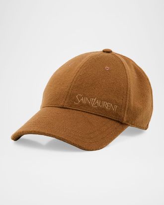 Saint Laurent Cashmere Embroidered Baseball Cap