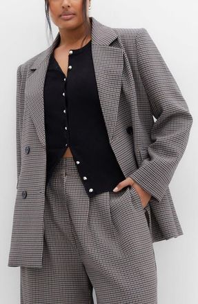 City Chic Tiana Double Breasted Blazer in Plaid at Nordstrom, Size Xl