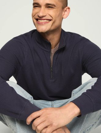 Lucky Brand Mens 1/4 Zip Textured Pullover