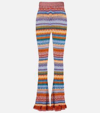 Etro Crochet striped cotton flared pants