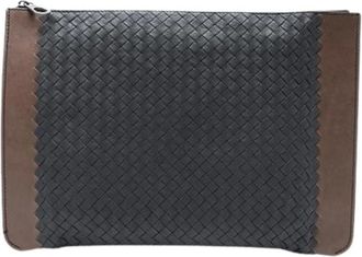 Bottega Veneta Pre-owned Clutches, female, Blue, Size: ONE SIZE Pre-owned Leather Clutch