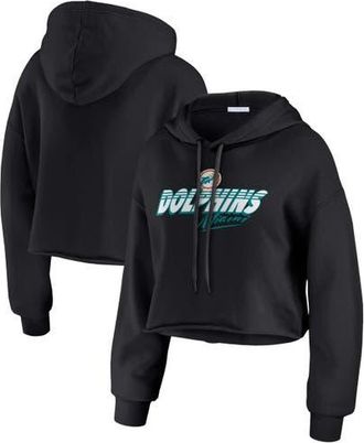WEAR by Erin Andrews Womens WEAR by Erin Andrews Black Miami Dolphins Prime Cropped Pullover Hoodie at Nordstrom, Size X-Large