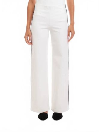 Karen Kane Contrast Pipe Wide Leg Pant In White