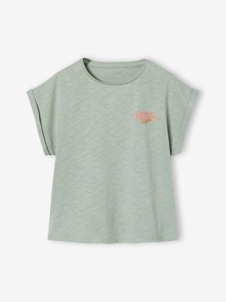 Vertbaudet T-Shirt M&auml;dchen Rundhals BASIC mit Recyclingmaterial salbeigr&uuml;n