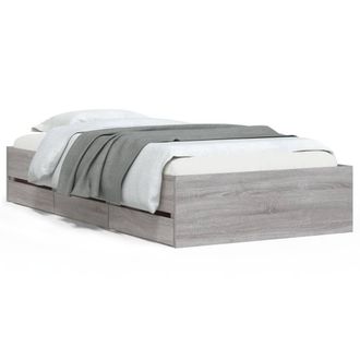 Berkfield Home Bed Frame w/Drawers Frame Grey Sonoma 75x190 cm Small Single