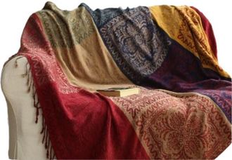 OEM Manta De Algod&oacute;n, Rojo Tibetano, Tejida Con Flecos, Reversible, Para Sof&aacute;, Oficina, Viajes, 220x250cm