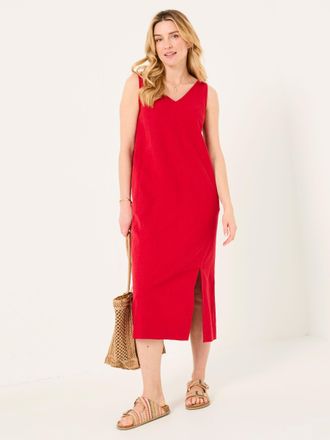 Fat Face FatFace Corey Rust Red Linen Midi Dress