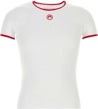 Marine Serre White Round Neck T-Shirt