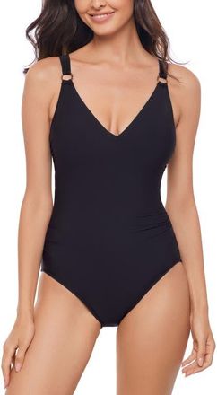 Magic Suit By Miraclesuit Dakota Cutout One-Piece Swimsuit in Black at Nordstrom, Size 12