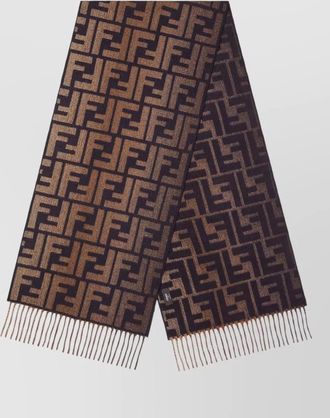 Fendi rectangular ff scarf fringe detail
