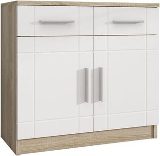 Mirjan24 C&oacute;moda Bacces, Roble Sonoma + Blanco, Con Cajones Y Puertas, N&uacute;mero De Cajones: 2, 70x69x37cm
