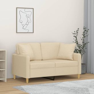 vidaXL Sof&aacute; De 2 Plazas Con Cojines Tela Color Crema 120 Cm Vidaxl