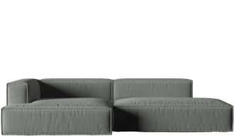 MICADONI Modulares 4-Sitzer Design Ecksofa Nuria mit Ottomane rechts - Strukturstoff