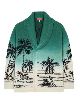 Alanui Wave Bloom cardigan - men - Cotton/Polyamide - L - Green