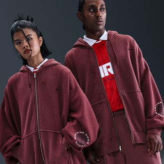 Nike Mens x Martine Rose Full-Zip Hoodie in Red | HM9029-613