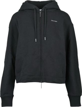 Calvin Klein Felpa Corta Sweatshirt - Dames - Vesten met rits - Zwart - XS - Katoen - Hoodies & sweatvesten