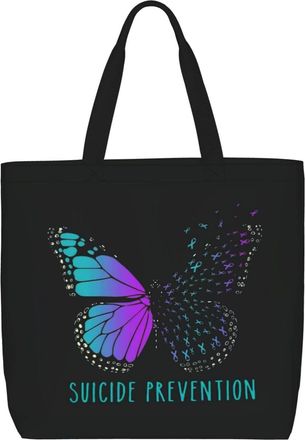 Generic Women Handbag Suicide Prevention Awareness Ladies Shopping Shoulder Bag Folding Casual Crossbody Bags, For School, Swim, Holiday, Birthday, Daily