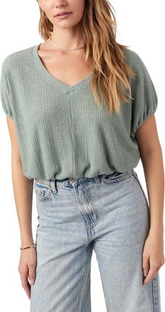 Project Social T Cerise V-Neck Bubble Rib T-Shirt