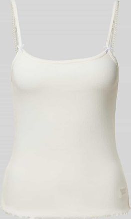 Tommy Jeans Slim Fit Top in Ripp-Optik in Offwhite, Größe L