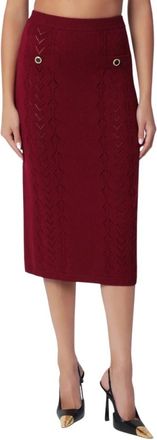 Alessandra Rich Gebreide Midirok - Dames - Midirokken - Rood - S - Rokken