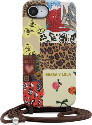 Bimba & Lola iPhone 16e patchwork phone case - women - Thermoplastic Polyurethane (TPU)/Polyester/Iron/Zinc Alloy/stainless steel - One Size - Brown