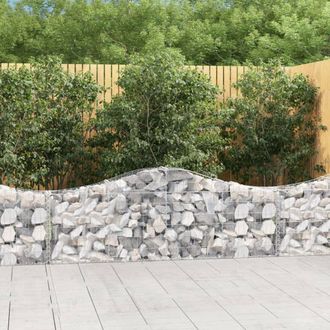 Berkfield Home Arched Gabion Baskets 3 pcs 200x30x60/80 cm Galvanised Iron in Silver