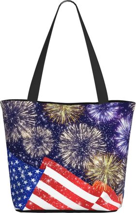 AOOEDM American Flag And Firework Ladies Shopping Bag 13x11x7in.The Perfect ValentineS Day Gift.It Is The Best ValentineS Day Gift For Mom, Daughter, Wife,Et
