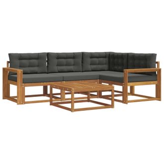 vidaXL Conjunto De Sof&aacute;s De Exterior 5 Pcs Natural Y Antracita Vidaxl