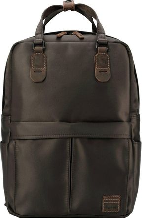 Troop London TRP0528 Heritage Nylon Backpack, Laptop Backpack with Dual Top Snap Handles Dark Brown