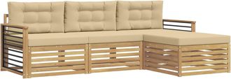 vidaXL Conjunto De Sof&aacute;s De Exterior 4 Uds. Y Beige Poli&eacute;ster Vidaxl