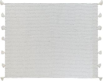 Beliani Colcha Decorativa Ropa De Cama Algod&oacute;n Con Borlas Blanco Crema 150 X 200 Cm Modar