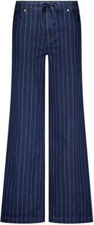 Tramontana wide leg regular waist broek met krijtstreep dark blue denim