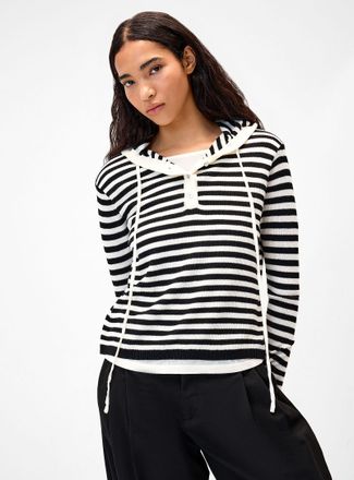 Twik Womens Double-sided pearly-buttons hooded sweater