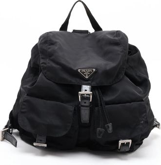Prada Black Leather Nylon Backpack (Pre-Owned)