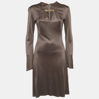 Roberto Cavalli Grey Jersey Ruched Mini Dress