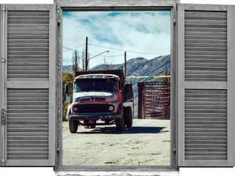 Queence Wandtattoo »LKW« Wandsticker, Wandbild, selbstklebend, 3D, Fenster