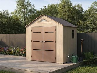 Vente-Unique Beige & Brown Resin Garden Shed 4.5 M&sup2; With Floor - 22 Mm Thickness