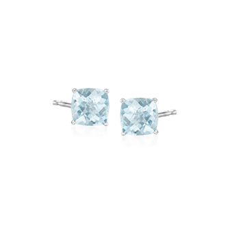 Ross-Simons Aquamarine Stud Earrings in 14kt White Gold