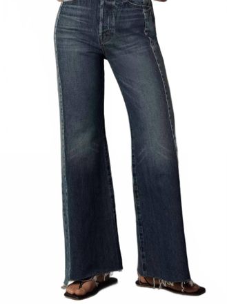 Mother The Tux Sidestepper Sneak Fray Jeans In Double Take