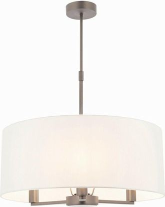 Endon Lighting 3 Light Multi Arm Ceiling Pendant Matt Nickel, Vintage White Silk Effect, E14