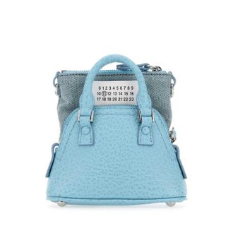 Maison Margiela Light Blue Leather And Fabric 5ac Classique Baby Handbag