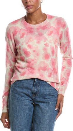 Autumn Cashmere Watercolor Floral Print Crewneck Cashmere Sweater